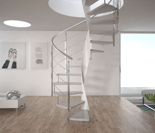 Helical staircase - Wind - CAST DESIGN - wooden step / glass step / metal frame