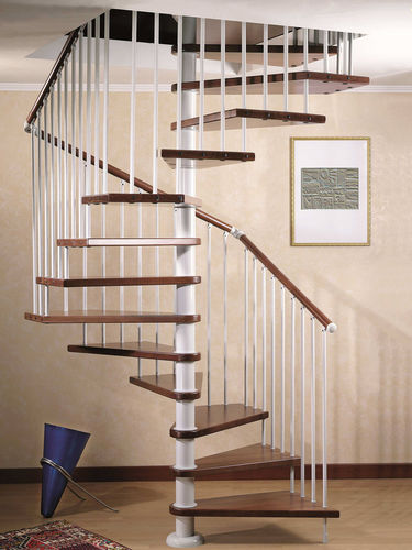 Square spiral staircase - E9Q - CAST DESIGN - wooden step / metal frame / home