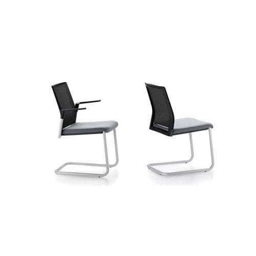 Contemporary visitor chair - PLURAL - Forma 5 - indoor / mesh / metal base
