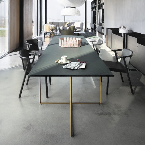 Contemporary table - ALAMO - LEMA Home - laminate / marble / metal base