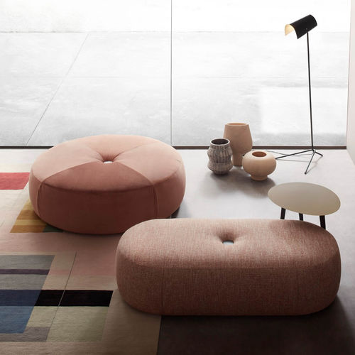 Contemporary pouf - ALEY - LEMA Home - fabric / leather / round
