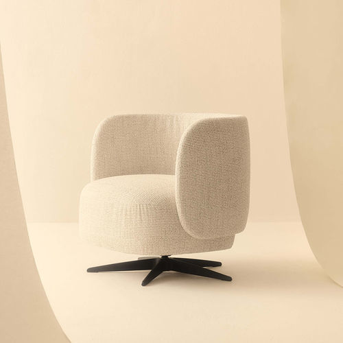 Contemporary armchair - MIKI - LEMA Home - fabric / leather / beige