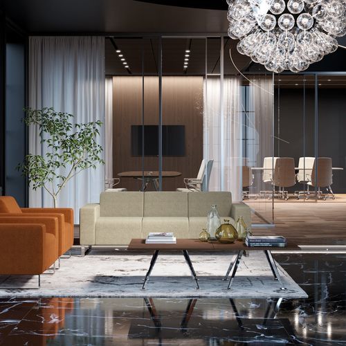Design sofa - MIZAR - Frezza - fabric / leather / polyurethane