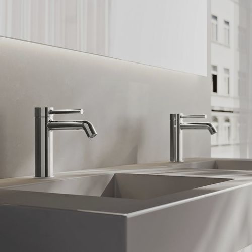 Bathroom sink mixer tap - IT8C11CCFPZZ - Rubinetterie Treemme - deck mounted / chromed metal / brushed stainless steel
