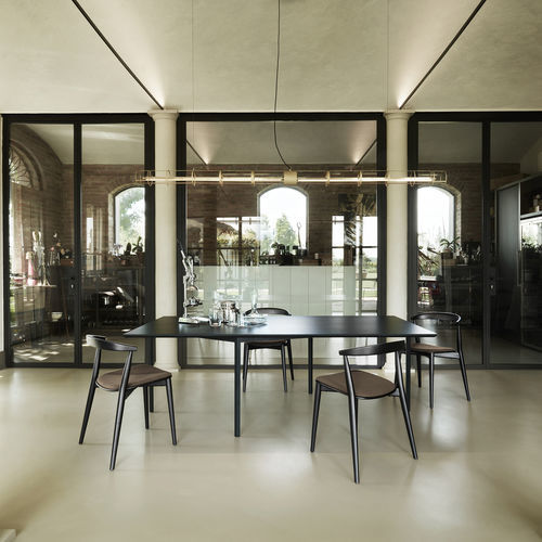 Contemporary table - OPENUP - Cappellini - plywood / painted metal base / rectangular