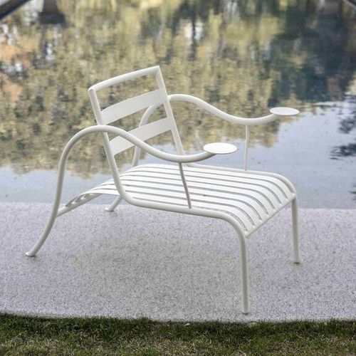 Contemporary armchair - THINKING MAN'S  - Cappellini - steel / stainless steel / white