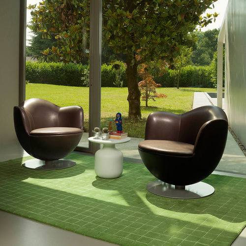 Contemporary armchair - DALIA - Cappellini - fabric / leather / metal