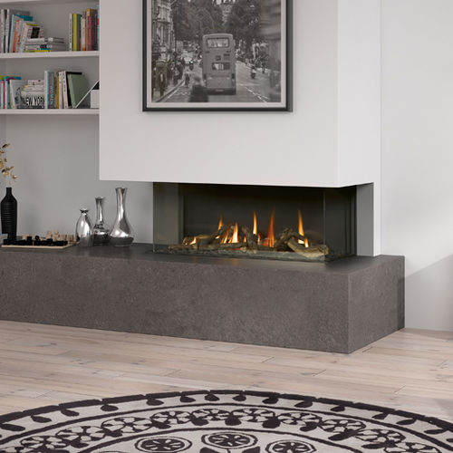 Gas fireplace - MG-100/38 TC - HERGÓM - built-in / wall / 3-sided