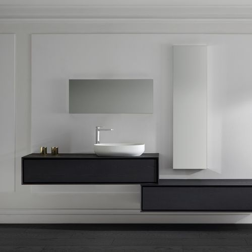 Wall-hung washbasin cabinet - PRENN BURNED - Naxani - wooden / contemporary / with drawers