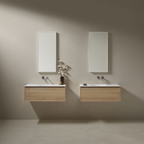 Double washbasin cabinet - SLAT 1C - Naxani - wall-hung / oak / solid wood