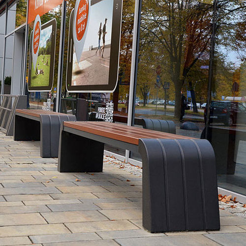 Contemporary public bench - VEGA  - Komserwis Sp. z o.o. - wooden / concrete / painted steel