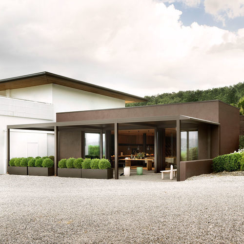 Wall-mounted pergola - VISION - Pratic S.p.A - self-supporting / aluminum / with mobile slats