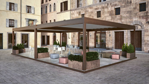 Self-supporting pergola - RIALTO - Pratic S.p.A - aluminum / PVC fabric sliding canopy / modular