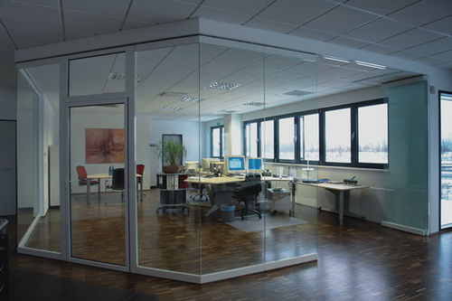 Sliding partition - SF40 HSW - I D Systems - with glass panel / home / frameless