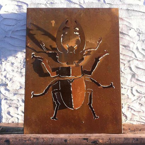 Wall-mounted decorative panel - STAG BEETLE - Logical Space design - aluminum / COR-TEN® steel / 3D