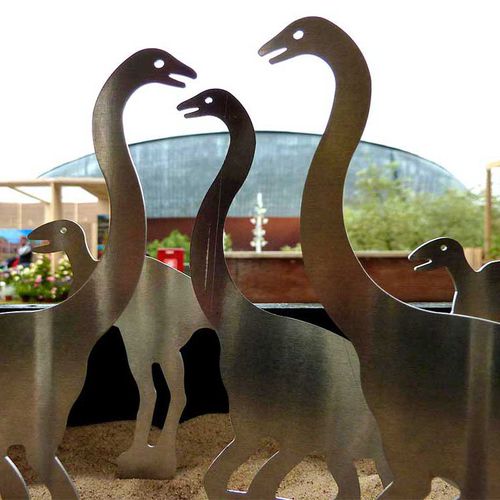 Aluminum sculpture - 3 DINOS - Logical Space design - outdoor / garden / for public space