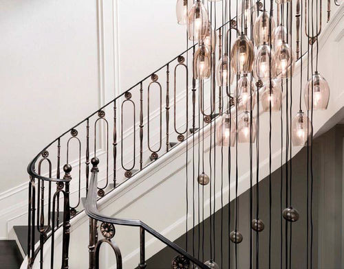 Steel railing - RONDE - GRANDE FORGE - brass / wooden / with bars