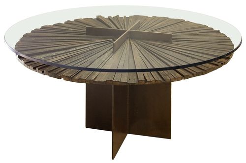 Contemporary table - MANDALA - Rotsen Furniture - glass / round / in reclaimed material