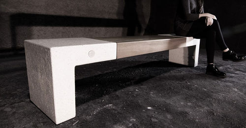 Contemporary public bench - VENEZIA WOOD - BELLITALIA - wooden / engineered stone / without backrest