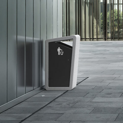 Public trash can - QU - BELLITALIA - floor-standing / sheet steel / engineered stone