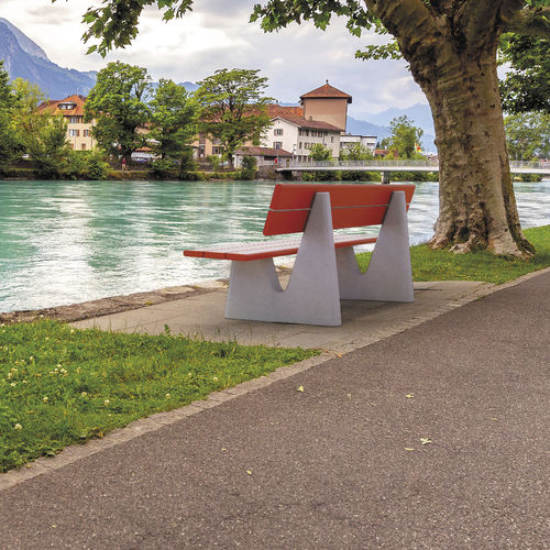 Contemporary public bench - DOLOMITI - BELLITALIA - high-performance concrete / wooden / with backrest