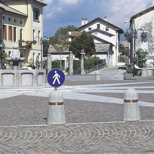 Security bollard - ARO - BELLITALIA - engineered stone / high / high-resistance