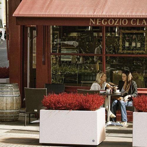 Engineered stone planter - LOW - BELLITALIA - rectangular / with tank / contemporary