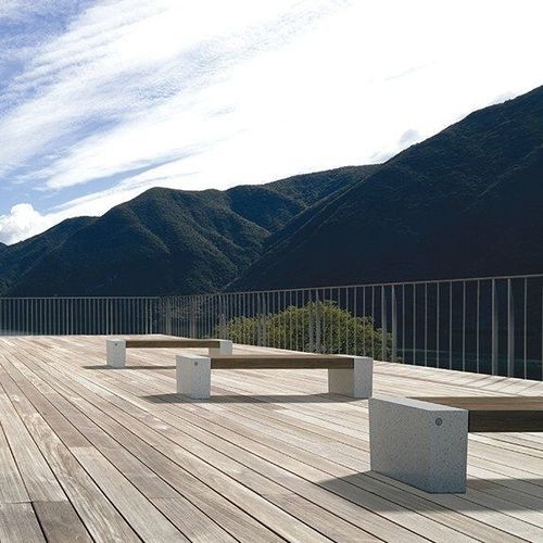 Contemporary public bench - ERACLEA W - BELLITALIA - wooden / engineered stone / without backrest