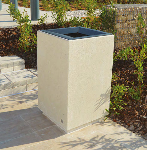 Public trash can - SQUARE - BELLITALIA - engineered stone / without lid / outdoor