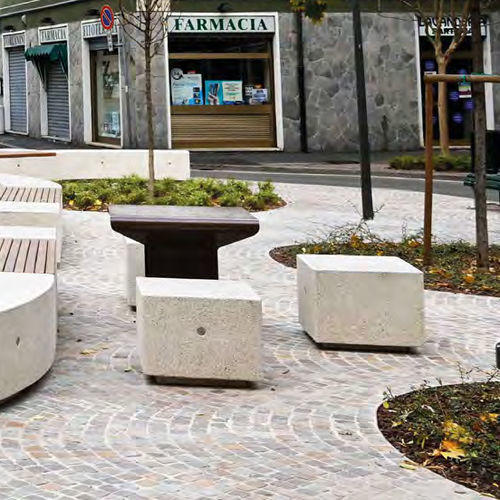 Contemporary stool - DEMETRA M - BELLITALIA - engineered stone / engineered stone base / central base