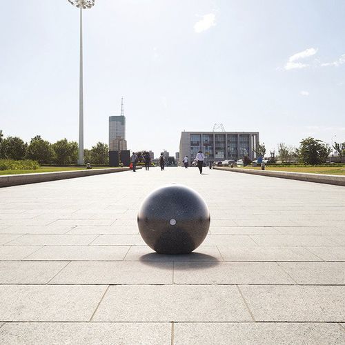 Security bollard - SFERA - BELLITALIA - engineered stone / for public space / outdoor