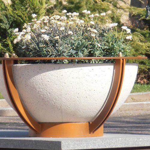 Steel planter - MUG - BELLITALIA - engineered stone / round / contemporary