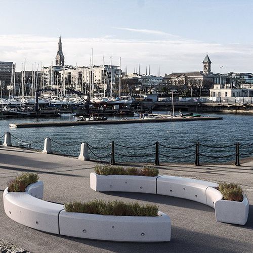 Engineered stone planter - ONDA FC - BELLITALIA - rectangular / modular / illuminated