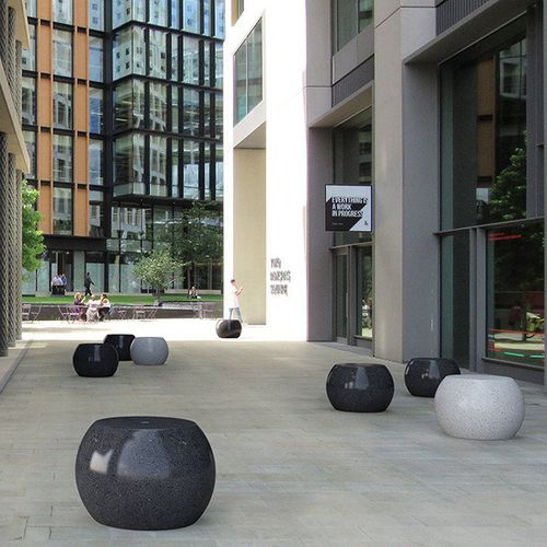 Contemporary stool - APOLLO - BELLITALIA - engineered stone / engineered stone base / central base