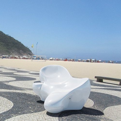 Organic design public bench - HARMONY - BELLITALIA - engineered stone / with backrest / with armrests