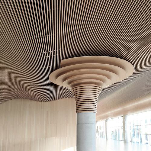 Bamboo suspended ceiling - Grupo GUBIA - strip / for conference rooms / auditorium