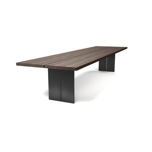 Contemporary table - SHARE - Steininger Designers - oiled wood / lacquered metal steel base / rectangular