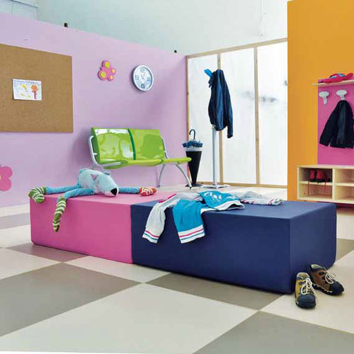 Contemporary upholstered bench - MI 001.01  - CAMILLO SIRIANNI SAS - plastic / kindergarten / nursery