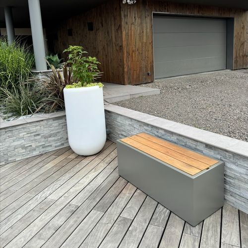 Contemporary garden bench - IMAGE'IN ASSBE - ATELIER SO GREEN - wooden / fiber cement / without backrest