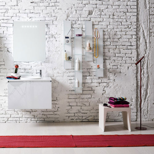 Wall-hung washbasin cabinet - DOMINO - ARTELINEA - laminate / contemporary / with integrated cupboards