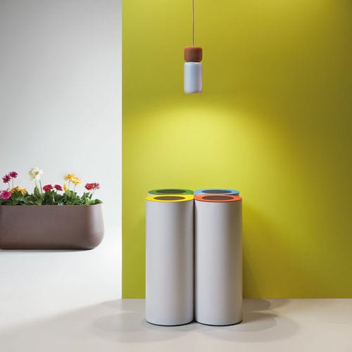 Public trash can - DAVOS - Made Design Barcelona - recycling / sheet metal / with lid
