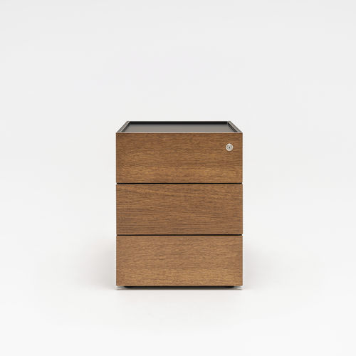 Oak office unit - Viga - MDD - wood veneer / HPL / 3-drawer