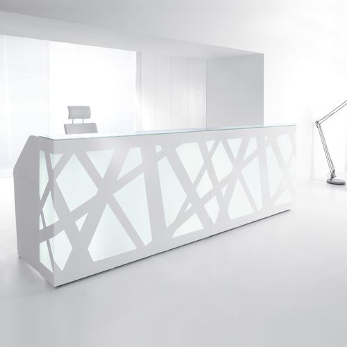 Plexiglas® reception desk ZIGZAG MDD metal / glass / MDF