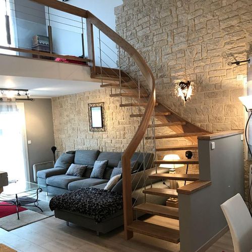 Quarter-turn staircase - NOVA : 5298A - Créateur d'escaliers Treppenmeister - wooden step / wooden frame / home