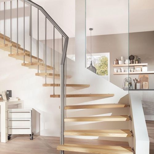 Quarter-turn staircase - Créateur d'escaliers Treppenmeister - spiral / wooden step / metal