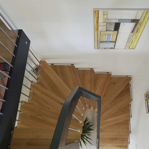Quarter-turn staircase - 3/4 - Créateur d'escaliers Treppenmeister - spiral / helical / wooden step