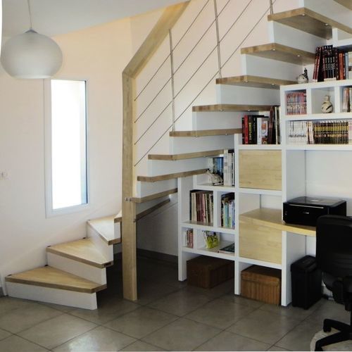 Half-turn staircase - Créateur d'escaliers Treppenmeister - wooden step / metal / wooden