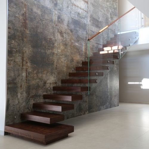 Straight staircase - 5381b - Créateur d'escaliers Treppenmeister - wooden step / steel frame / wooden