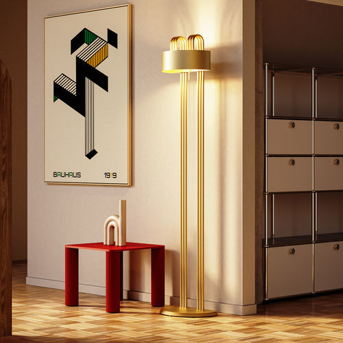 Floor-standing lamp - TMB 11 - lumen center italia srl - brass / steel / Bauhaus design