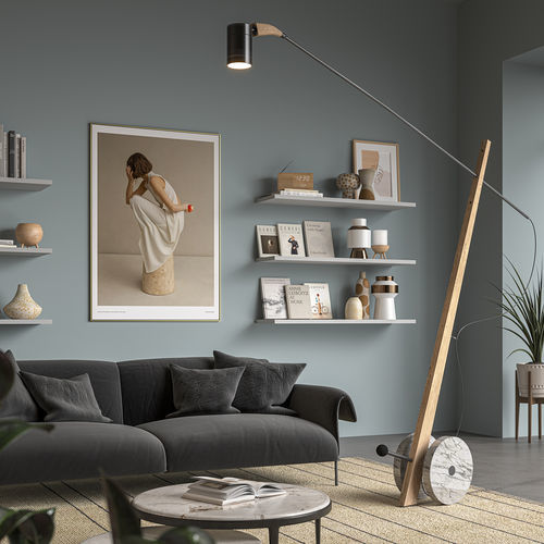 Floor-standing lamp - KIRON - lumen center italia srl - metal / oak / marble
